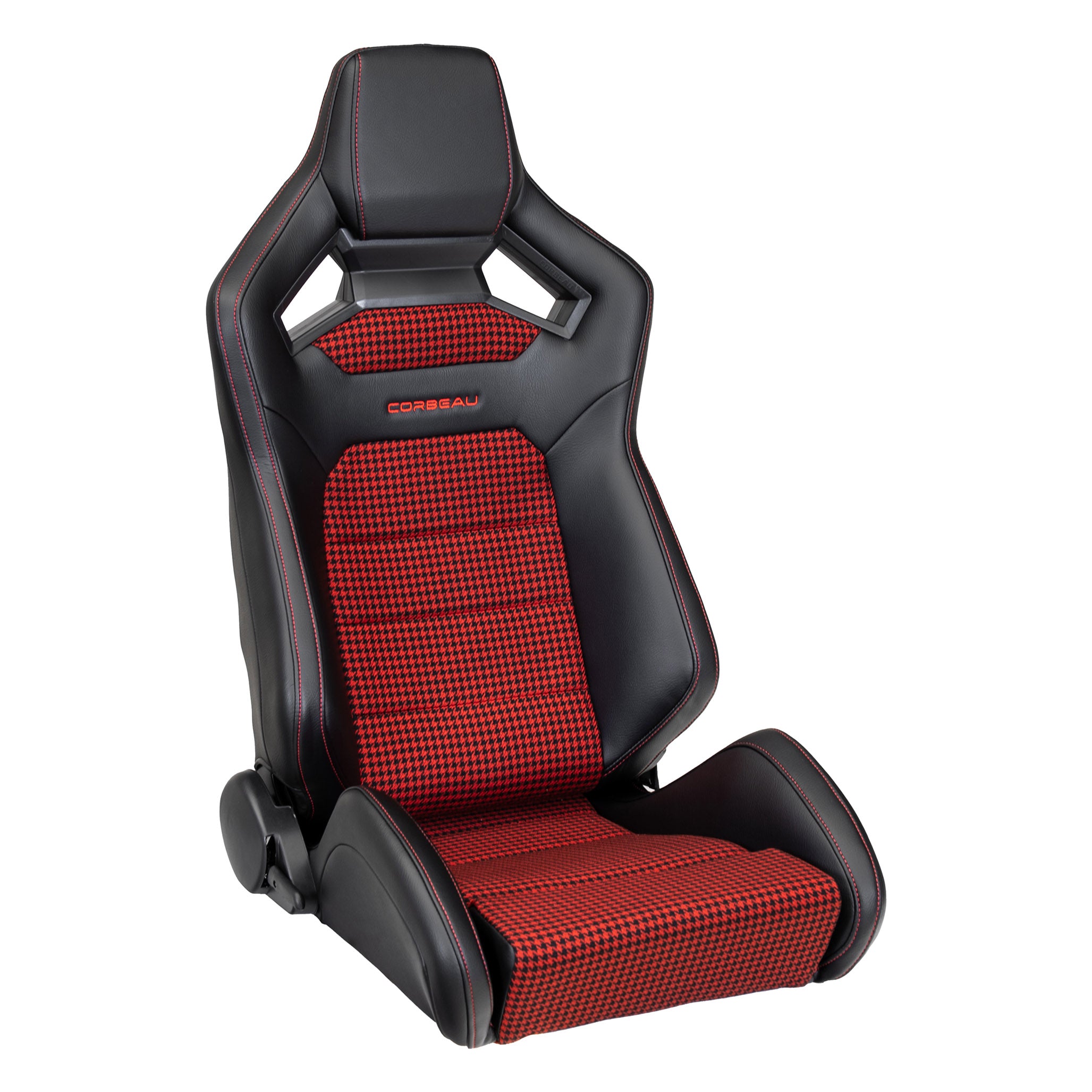 black and red car seat and stroller RRX Limited Edition Black Vinyl/White Houndstooth Cloth