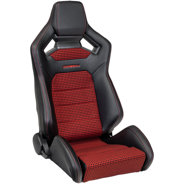 red car seat and stroller RRX Limited Edition Black Vinyl/White Houndstooth Cloth