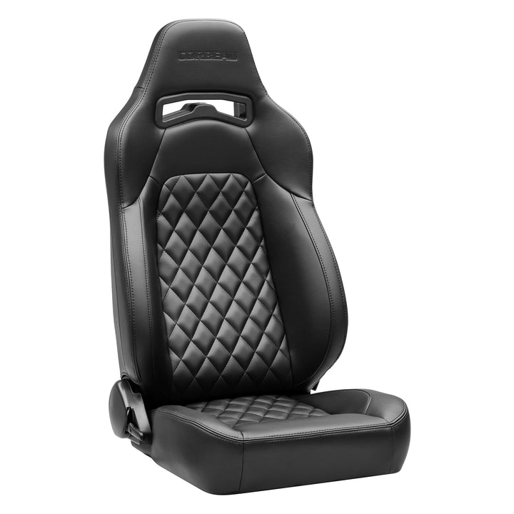 Trailcat Black Vinyl Diamond Black Stitching Pair/Lumbar/Heater