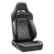 Trailcat Black Vinyl Diamond White Stitching Pair/Lumbar/Heater