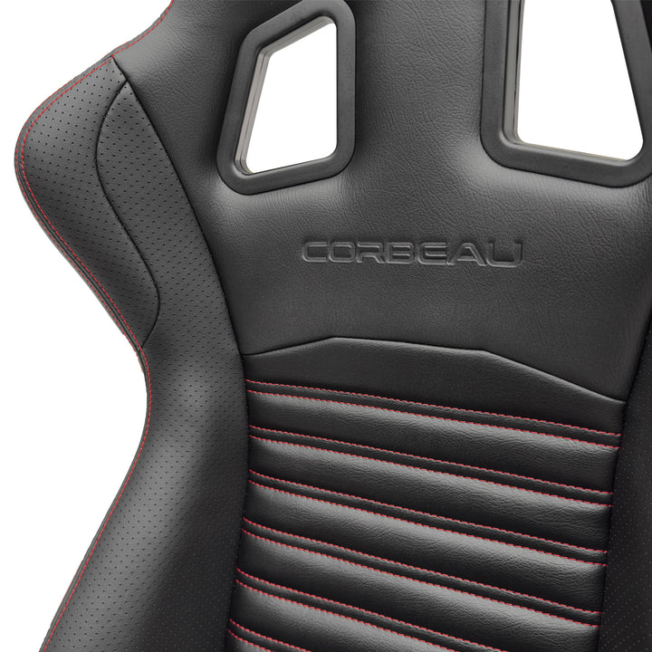 Evolution X Black Vinyl/Perf. Vinyl Red Stitch (Pair)